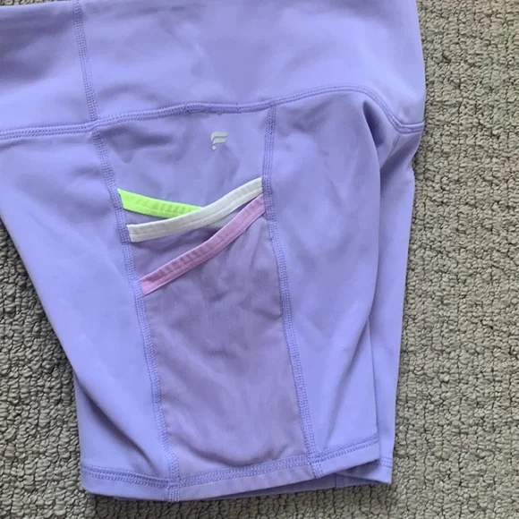 Purple fabletics biker shirts with colorful leash pockets! - Picture 3 of 5